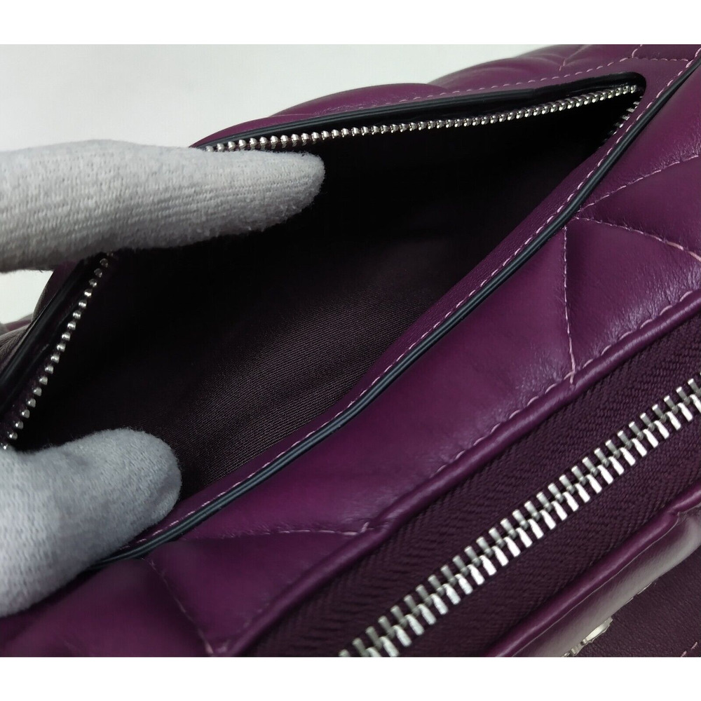 Coach Teri Hobo Diamond Deep Berry Quilted Leather Zipper Shoulder Bag -NWT $528 - Picture 16 of 16